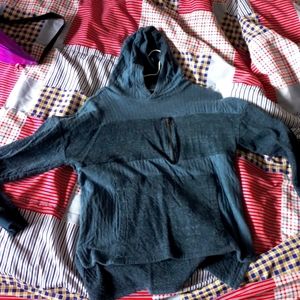 Large Blue Smash long sleeve with hood